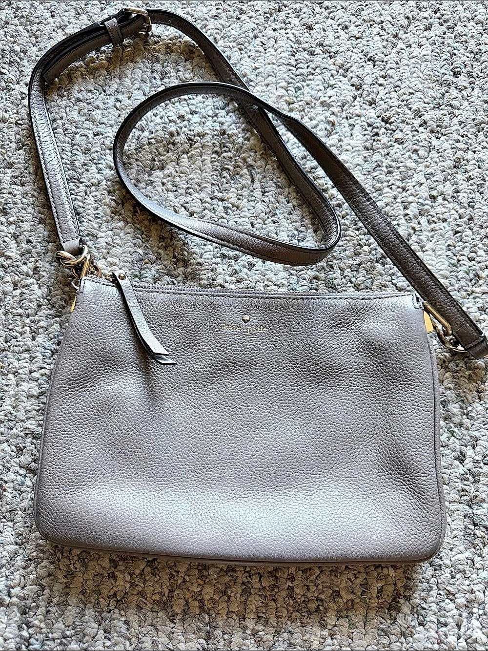 Kate Spade Duo Medium Pebbled Leather Crossbody Bag Taupe